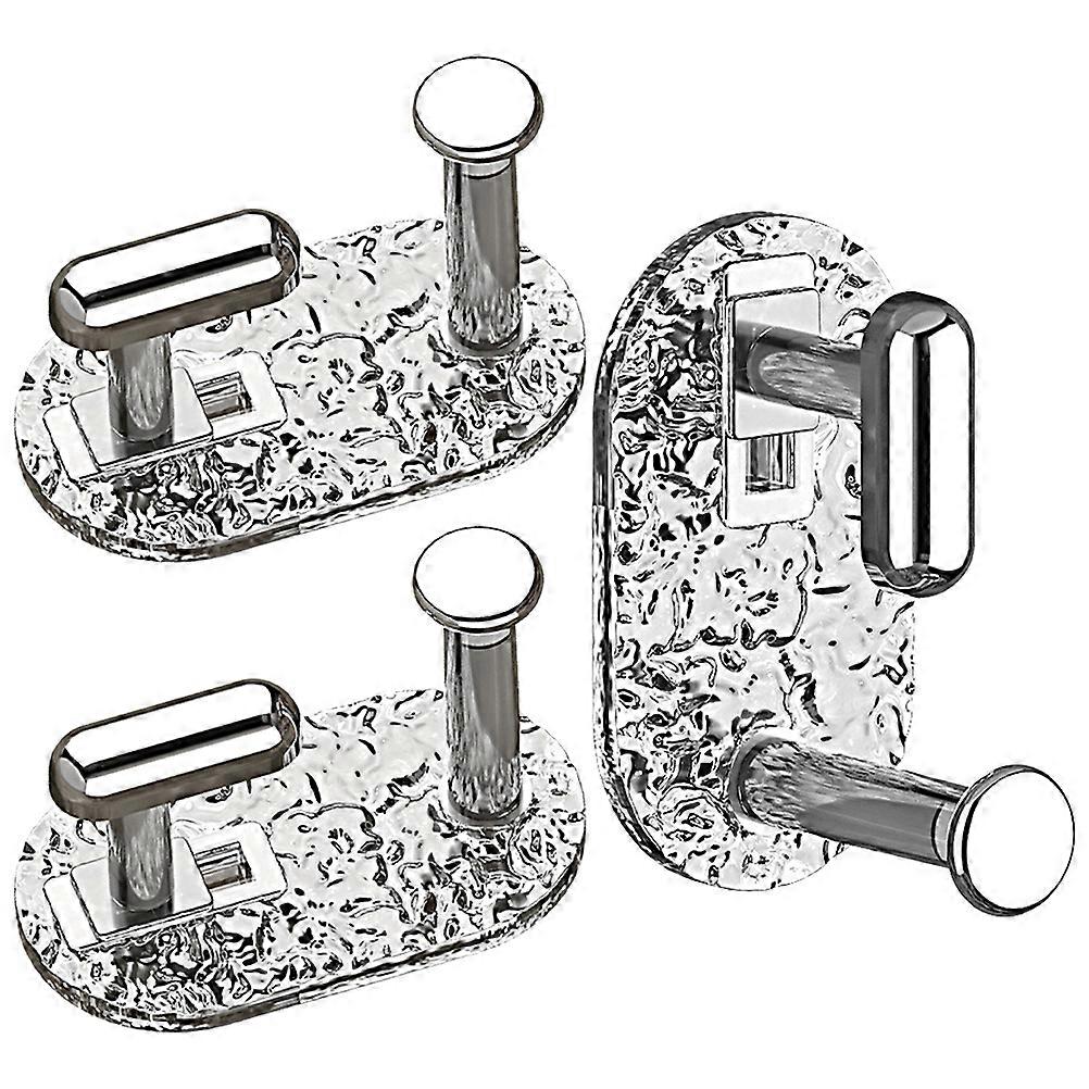 6 Pcs Adhesive Hooks For Bathroom Kitchen Use Silver Washbasin Hanger Rectangular Shape Stylish Storage Solution