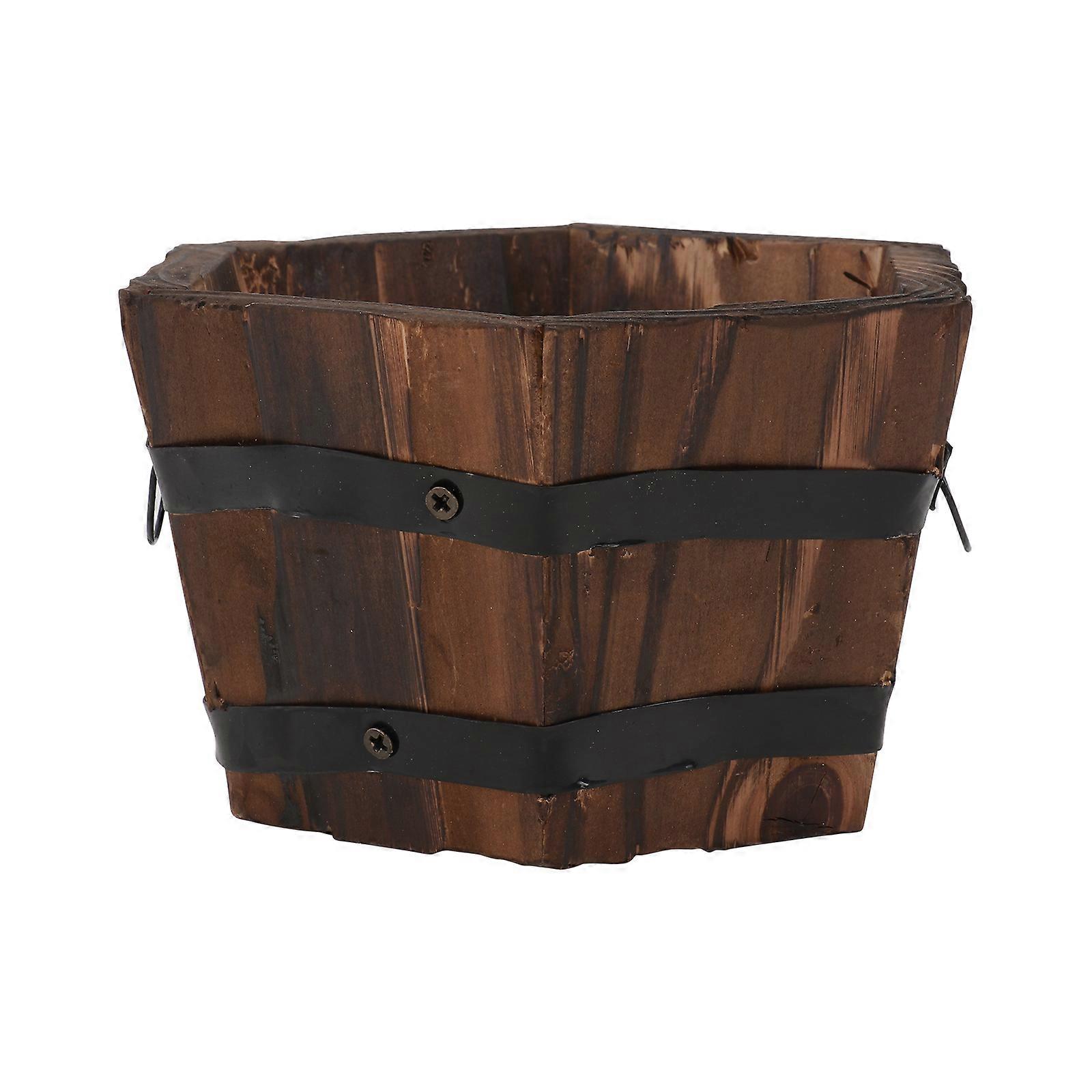 Wooden Flower Pot for Succulent Display 2Pcs Bucket