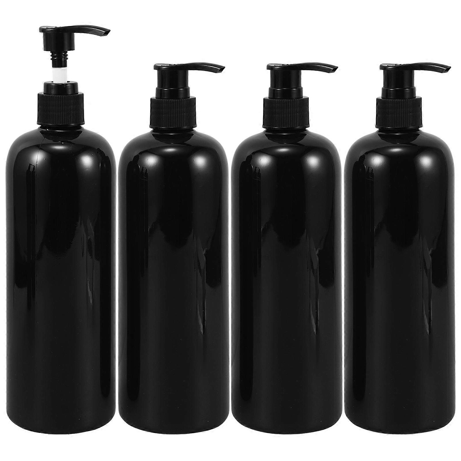 Press Pump Bottle Emulsion Bottle for Shampoo Storage 4Pcs Black Set