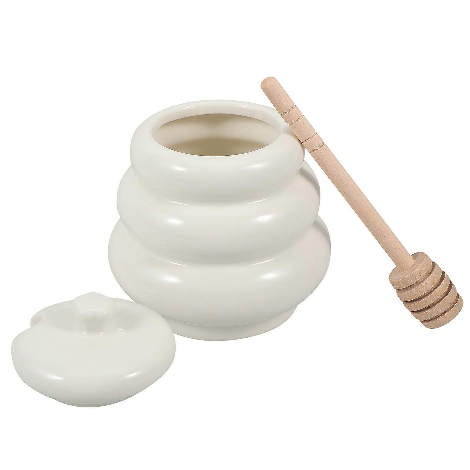 Honey Pot Porcelain Honey Dispenser Jar for Storage Use 3Sets