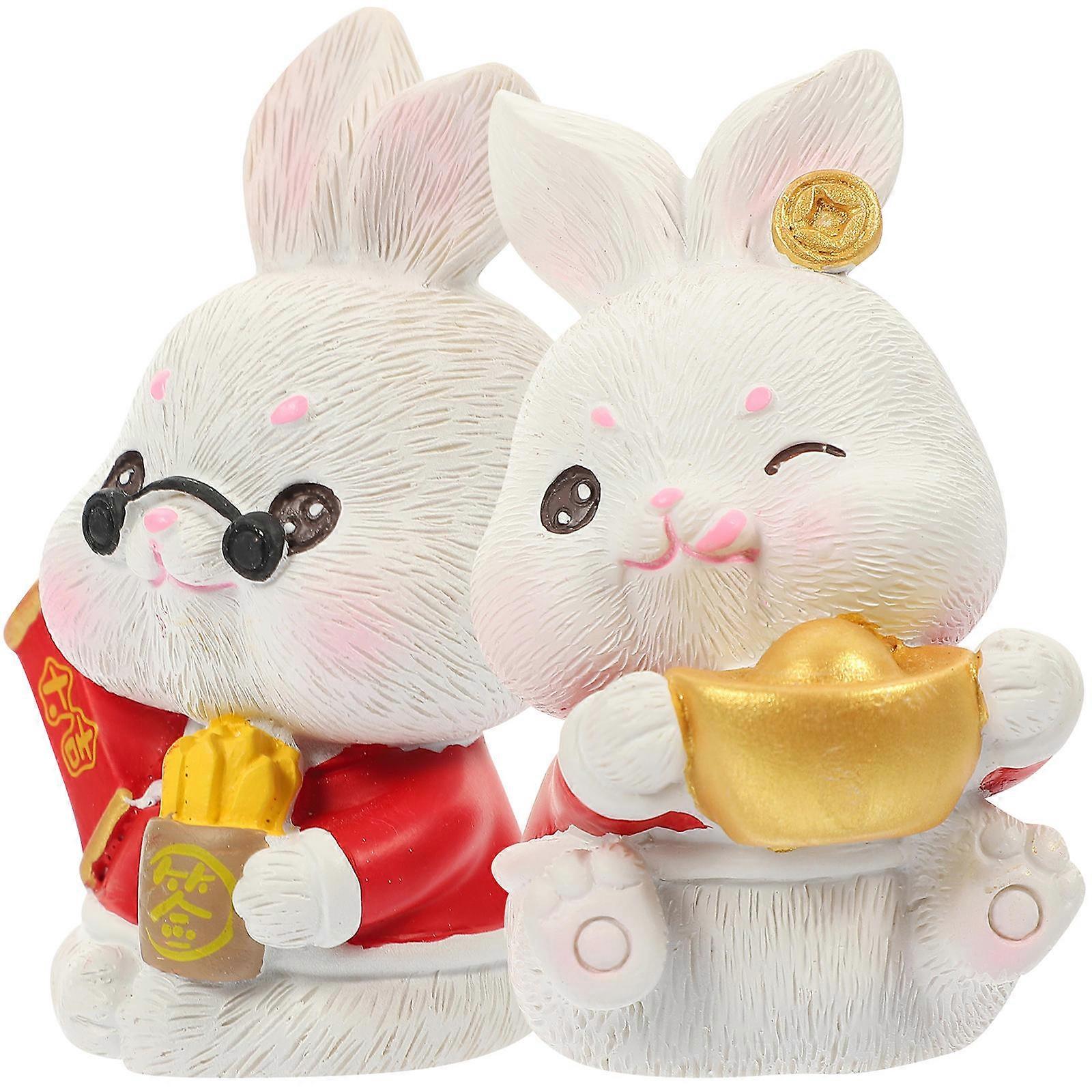 Rabbit Figurine for Home Resin Rabbit Statue for Decoration 10Pcs Set