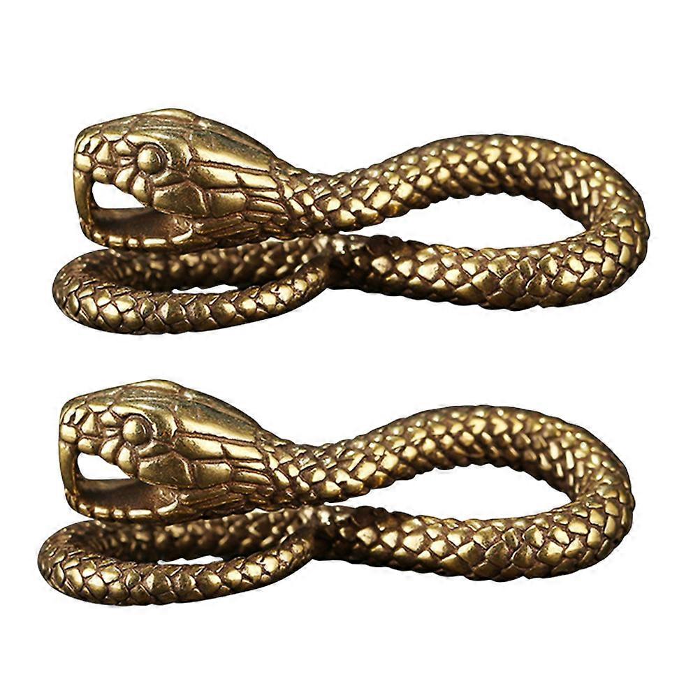 Golden Keychain Brass Key Pendant for Decoration 4Pcs Snake Style Ornaments