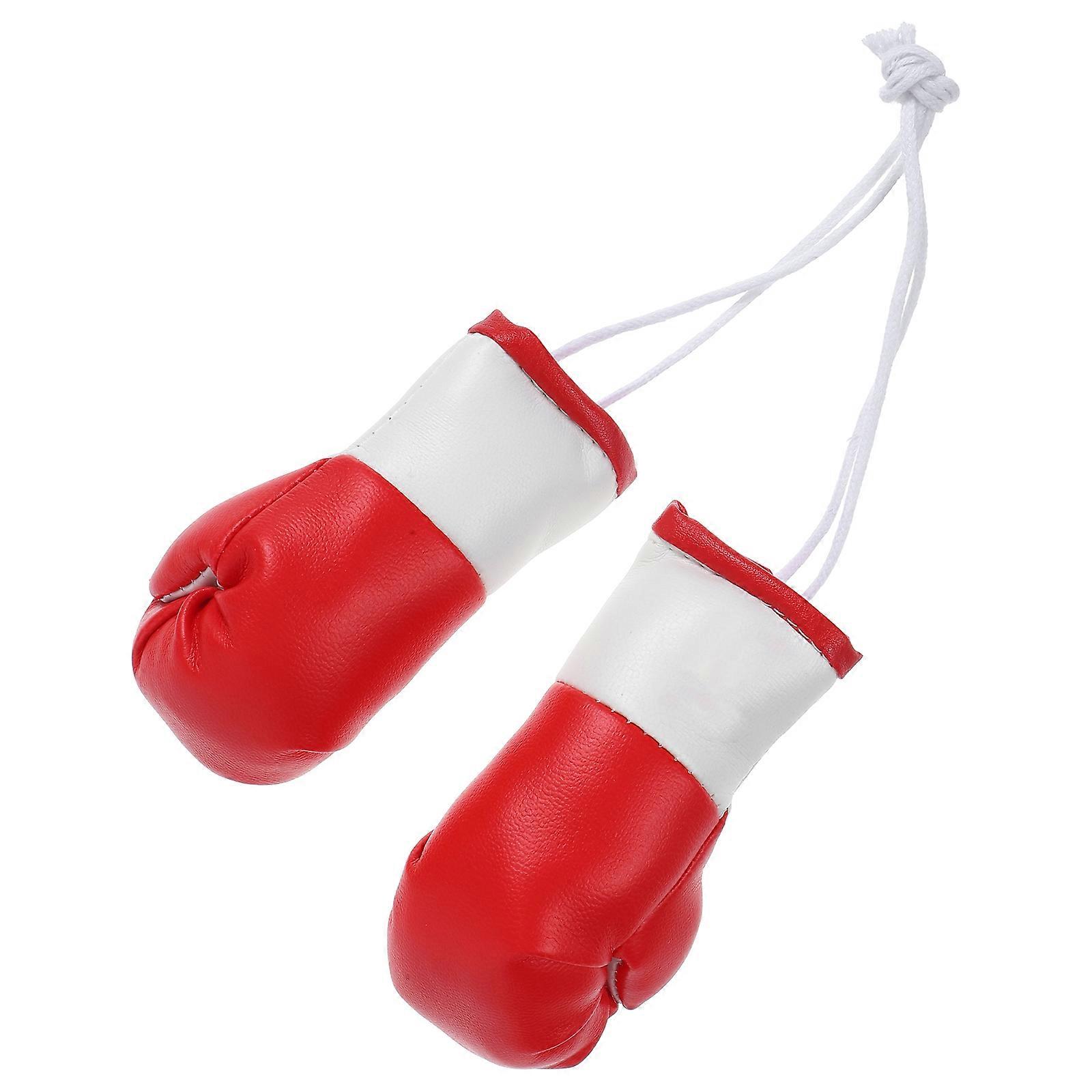 Red Mini Boxing Gloves 6Pcs Car Mirror Hanging Decoration Accessory