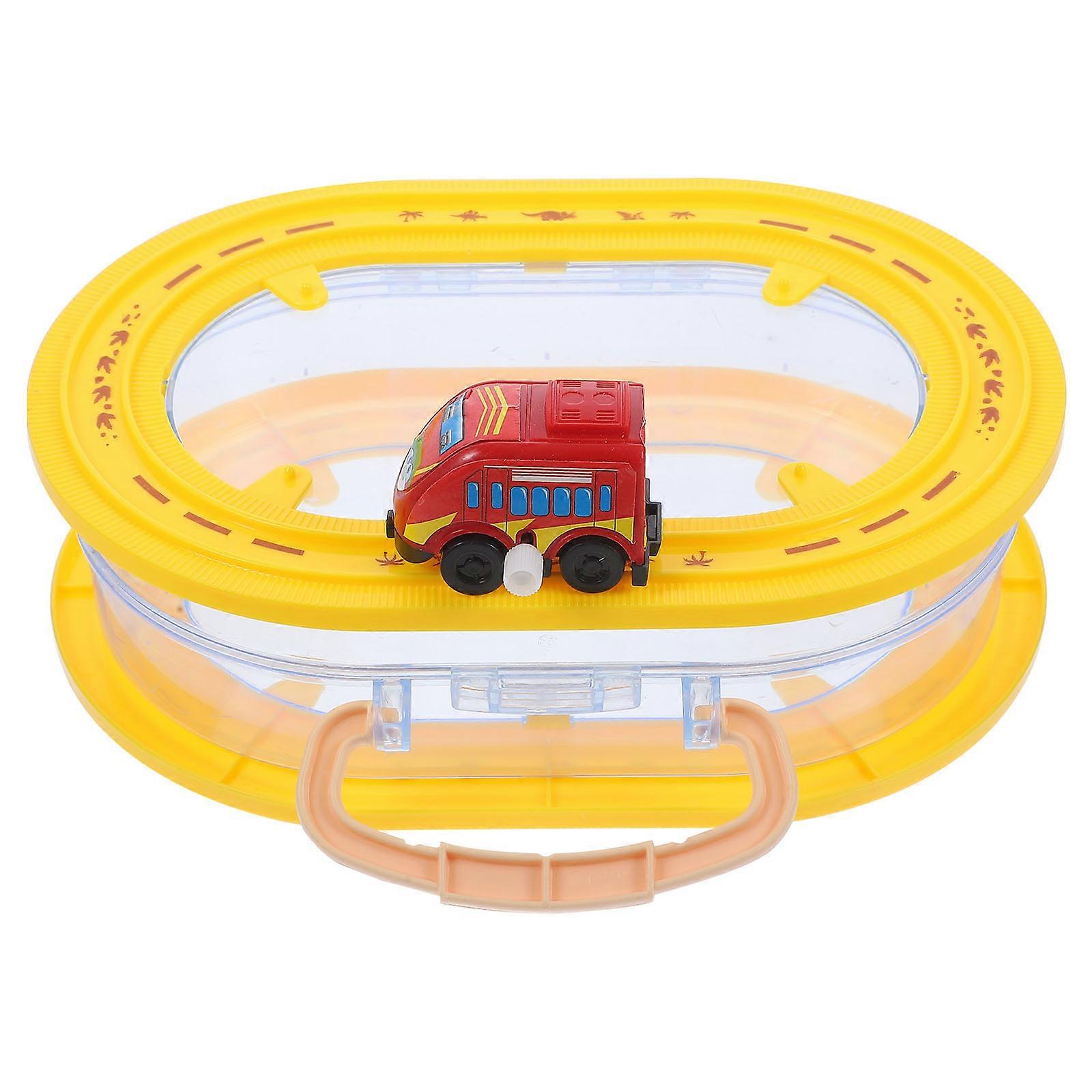 Toy Box Wind-Up Car Storage Box for 2Pcs Red Plastic Organizer Case