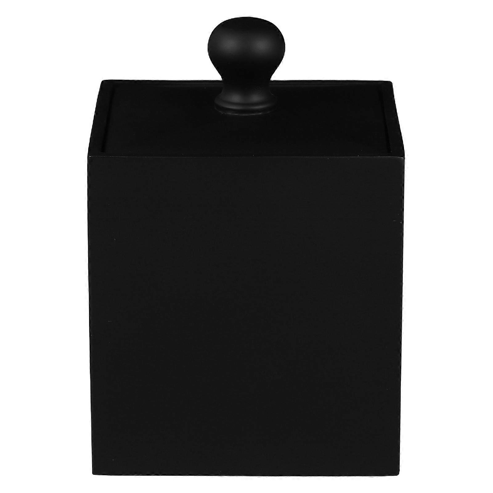 Cotton Swab Case with Lid for Storage Use in Black Color