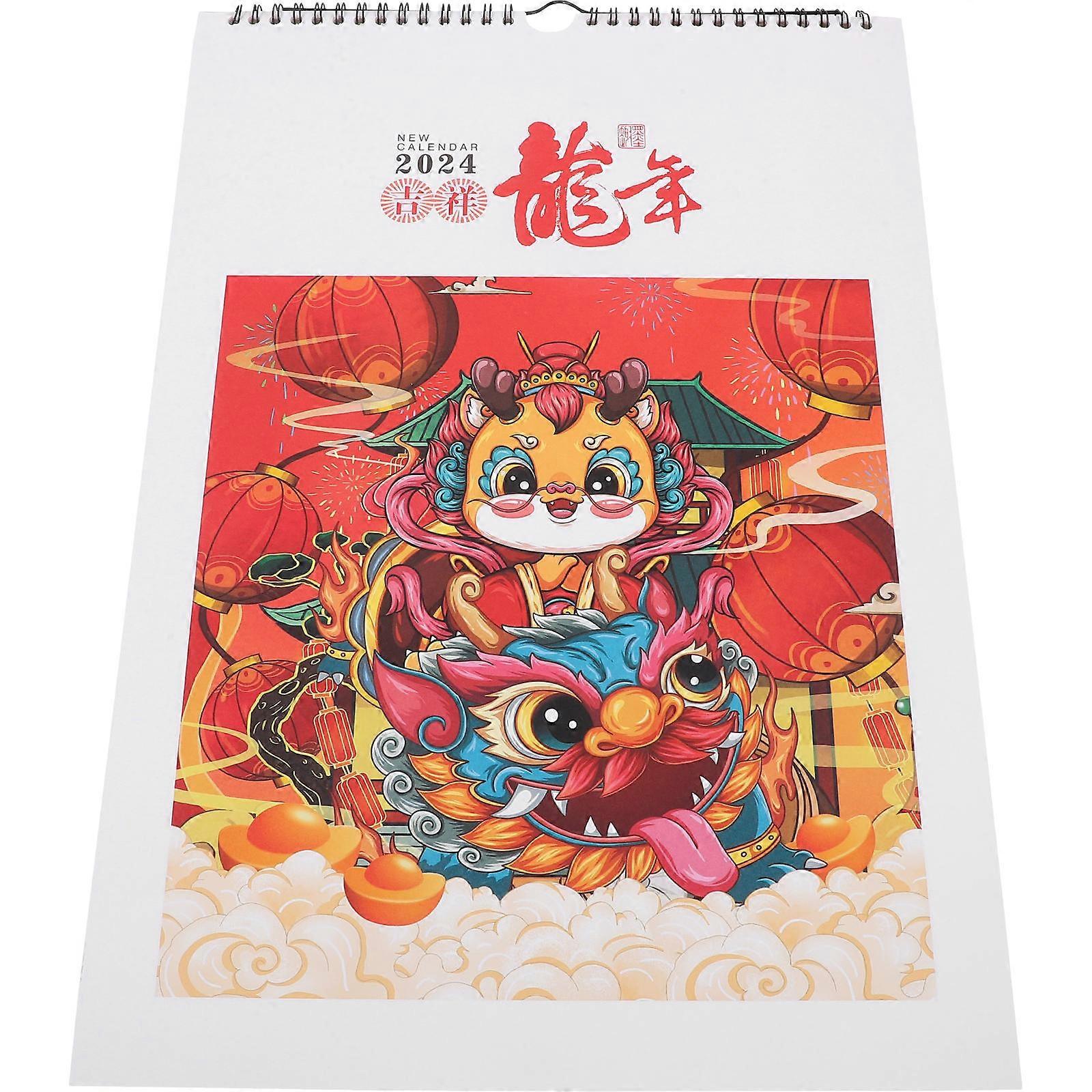 2024 Hanging Wall Calendar Paper Calendar for Home Use 3Pcs Orange