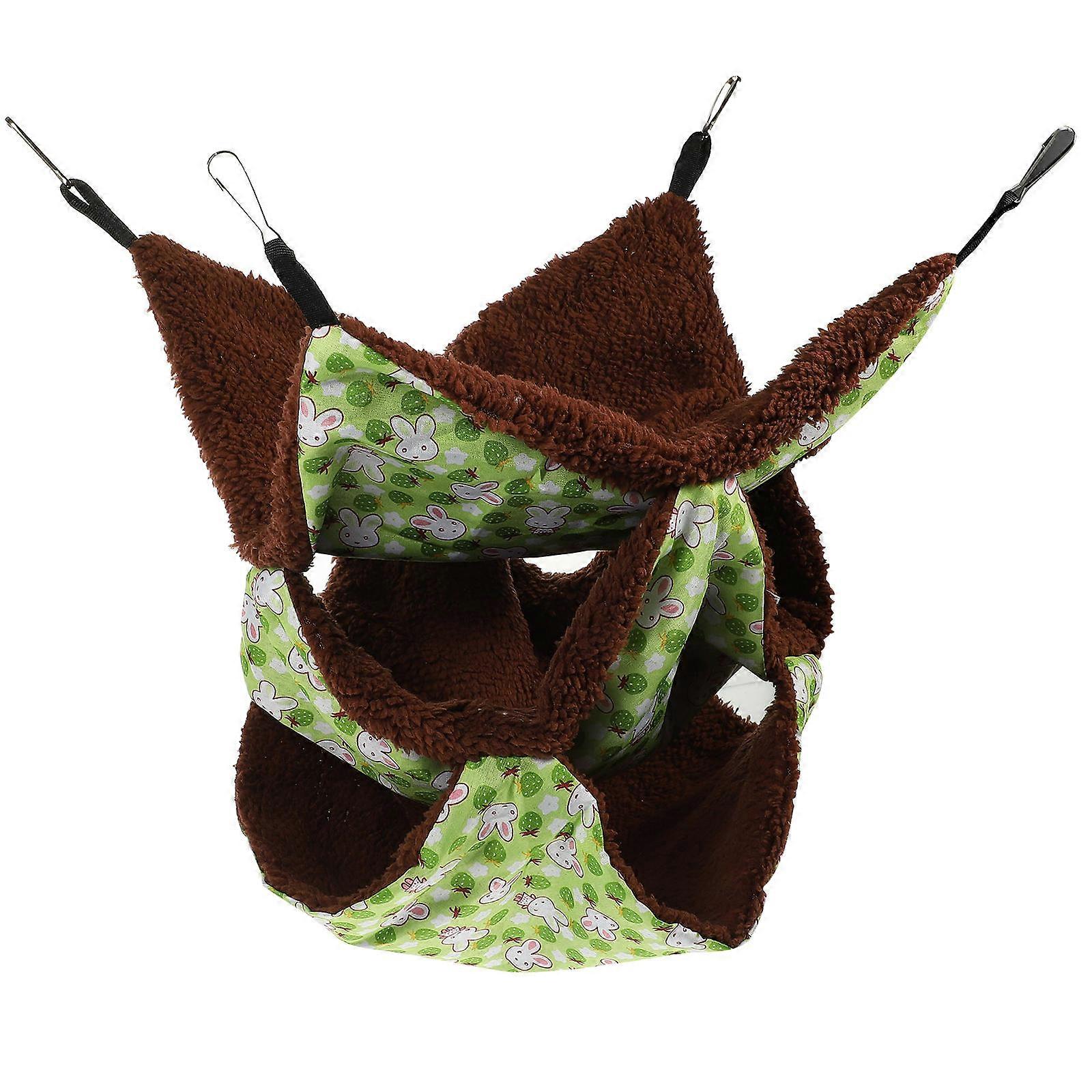 Warm Keeping Hamster Hammock For Small Animals Cozy Sleeping Bed 30X30Cm Green Multi-Layer 3Pcs