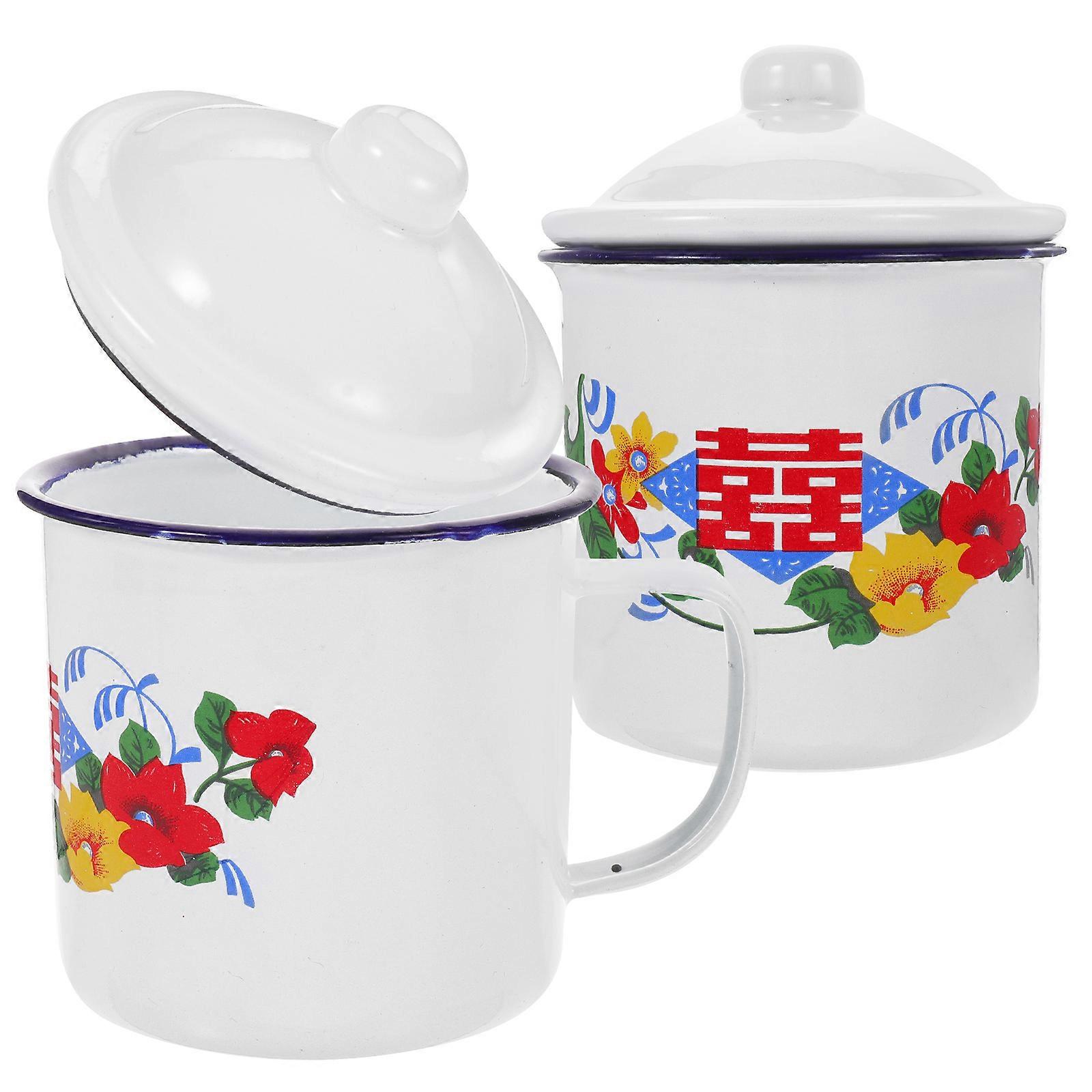 Tea Brewing Cup Smooth Enamel Teacup for Party Use 6Pcs Set