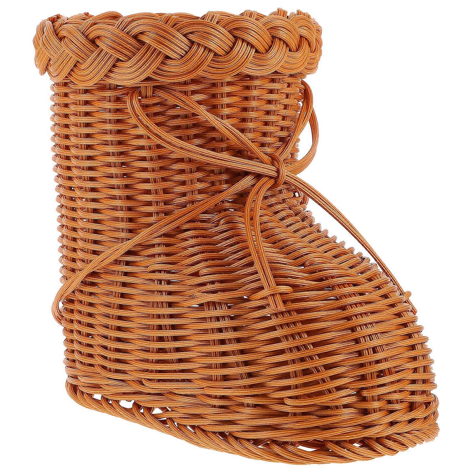 Light Brown Boot Shaped Woven Bread Basket for Storage Use 4Pcs