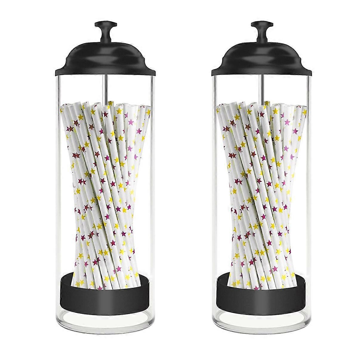 Straw Holder for Standard Size Drinking Straws, Plastic with Lid