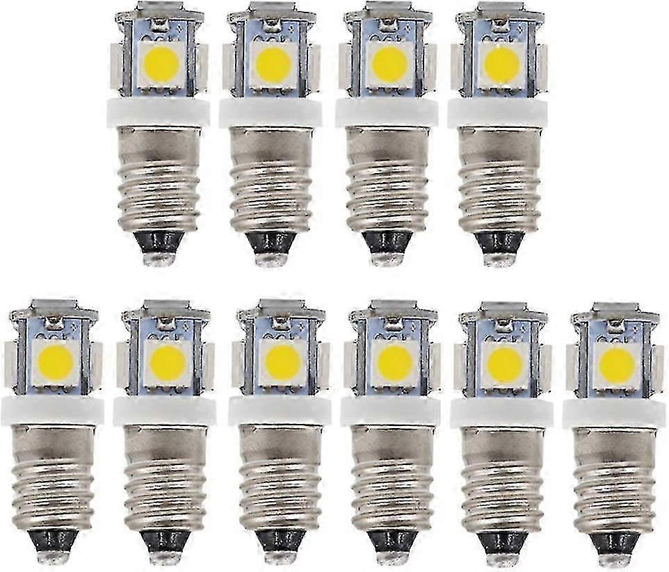 10 Pack 9v 5w Cool White 5smd E10 Led Bulbs