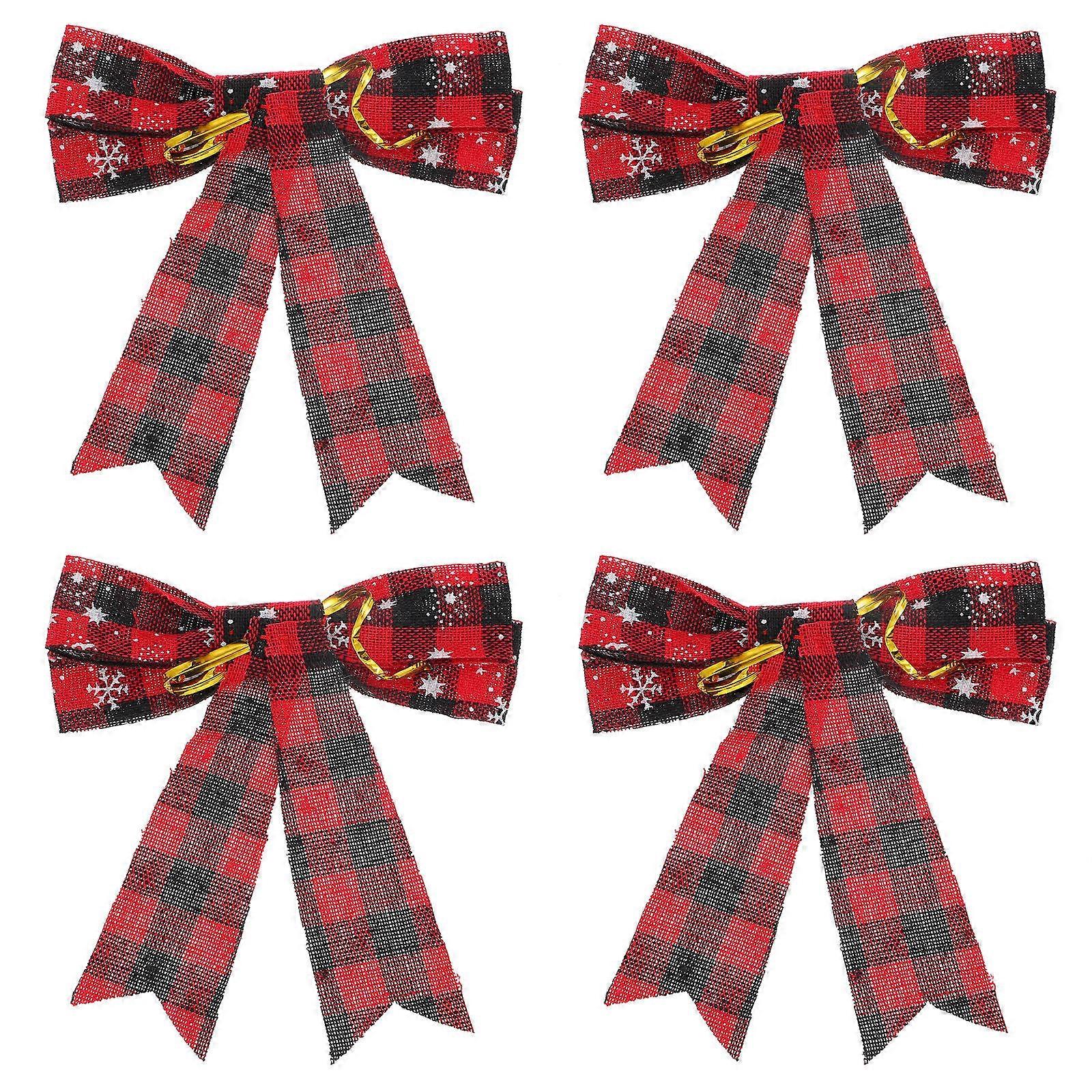 Christmas Bow Decorative Bows with Twist-Ties 4Pcs for DIY Gift Wrapping