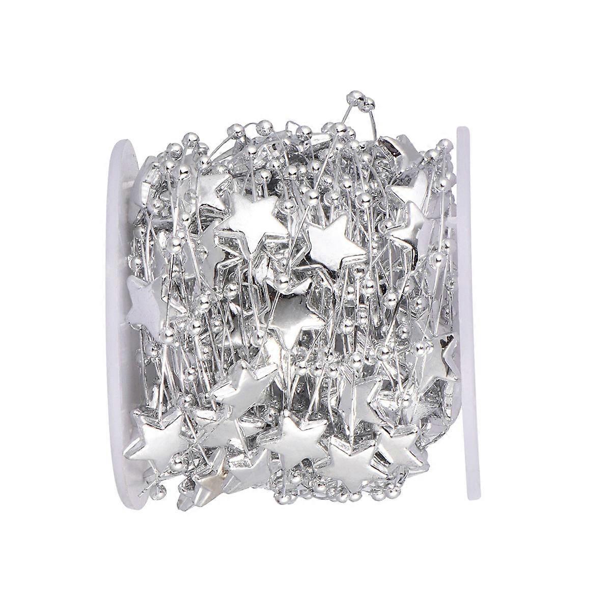 Silver Five-Pointed Star Decorative String Beads Chain for Decoration 10m Roll