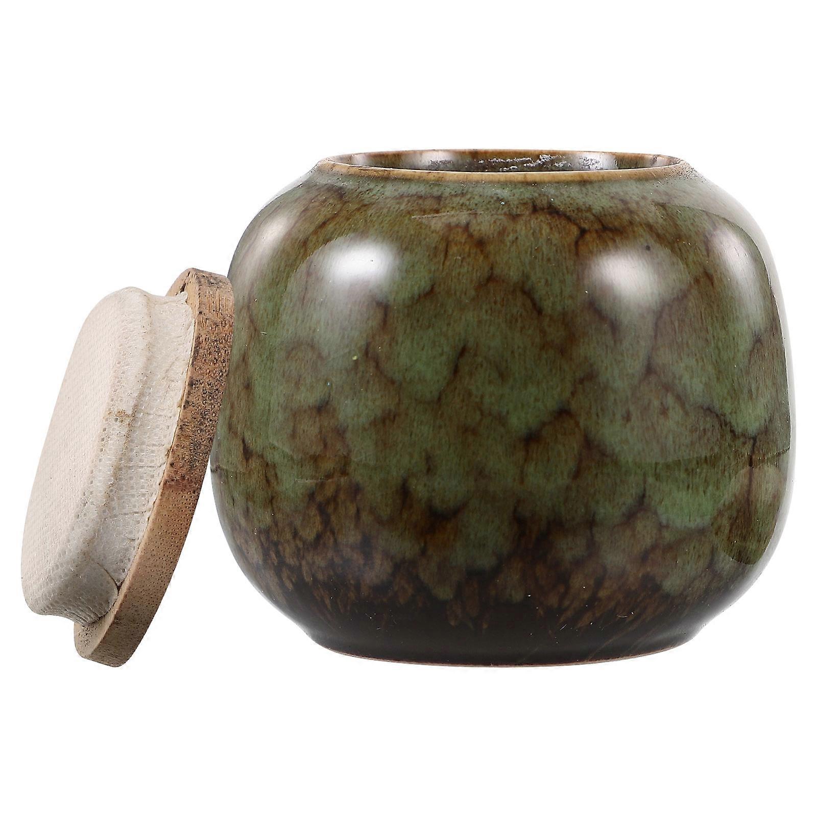 Wooden Lid Storage Jar Ceramic Containers for Tea Storage 6Pcs