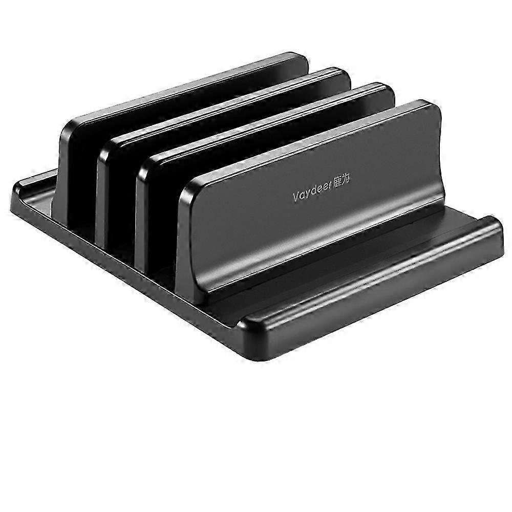 3 Slots Space Saving Slot Laptop Stand, Adjustable Vertical Storage For Multiple Devices, Heavy Duty Polished Aluminum Alloy With Anti Slide Design, 2