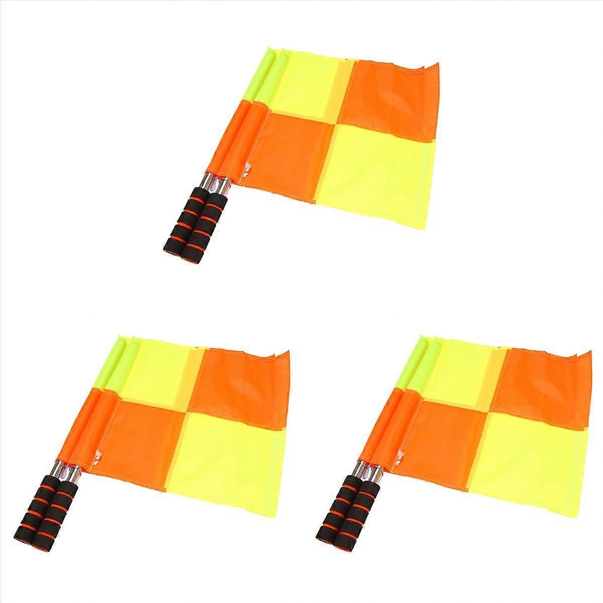 6X Soccer Referee Flags with Carrying Bag Football Judge Linesman Sideline Fair Play Sports Match Fl