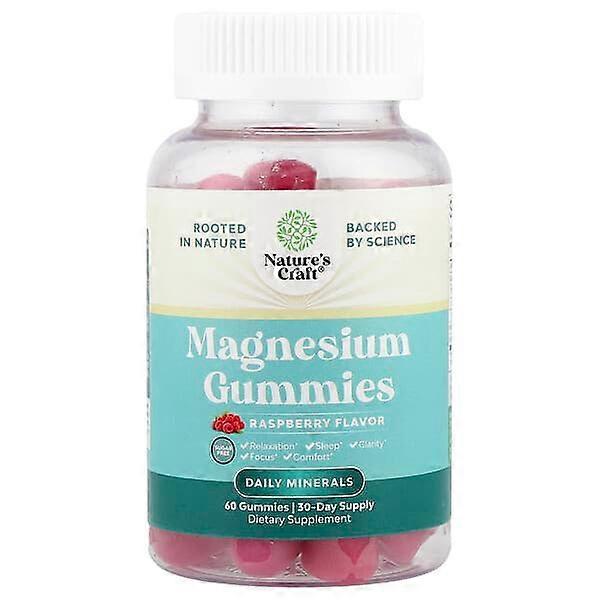 Nature's Craft, Magnesium Gummies, Sugar Free, Raspberry, 60 Gummies