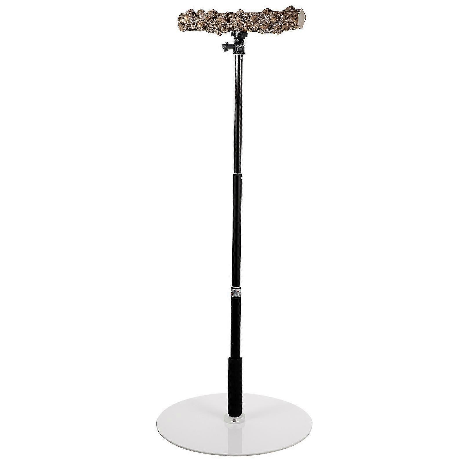 Adjustable Height Bird Perch Stand with Stable Base for Parrots and Small Birds Wood