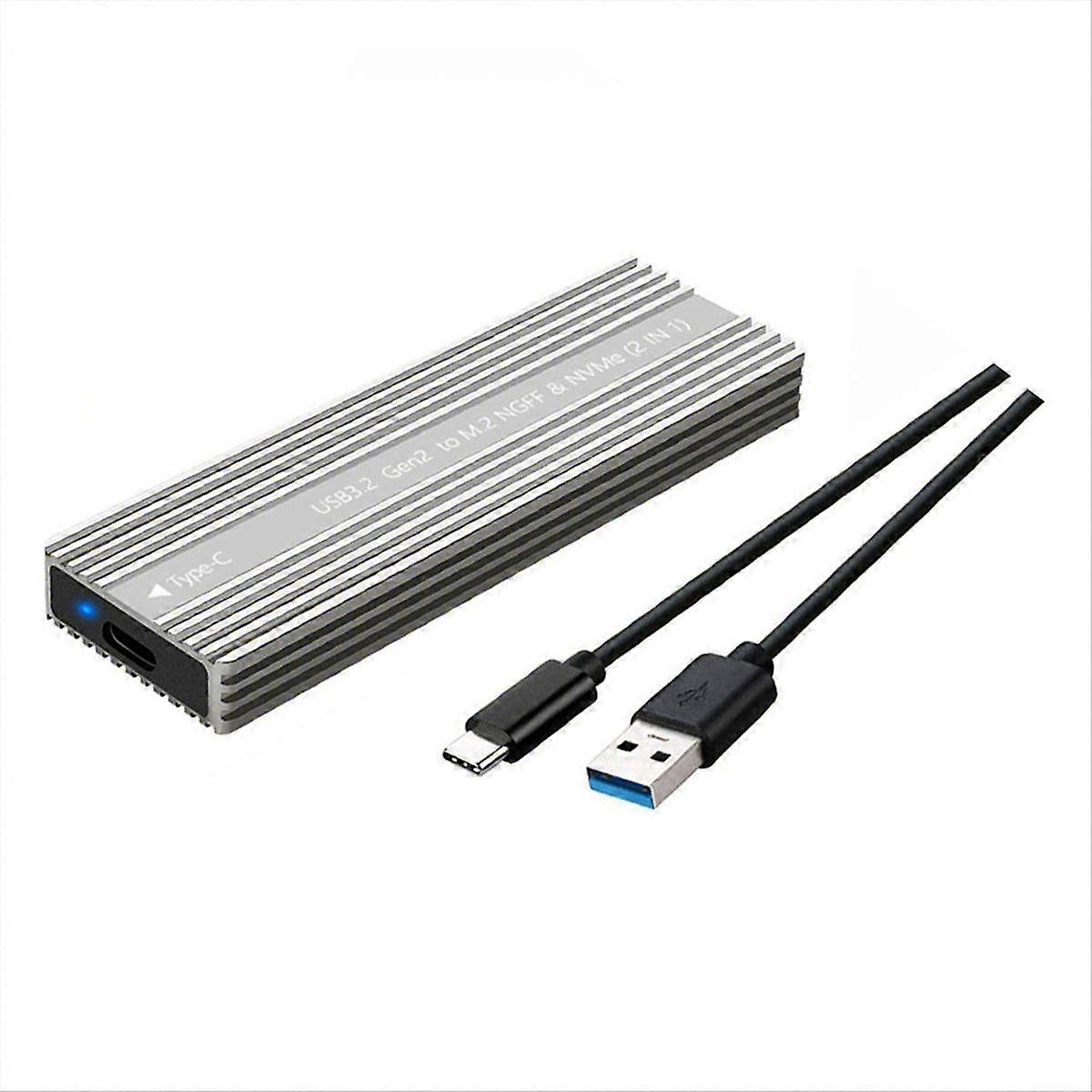 M.2 SSD Enclosure USB 3.2 Type-C Metal Case with Heat Dissipation Supports /NVMe Dual Protocol Hard