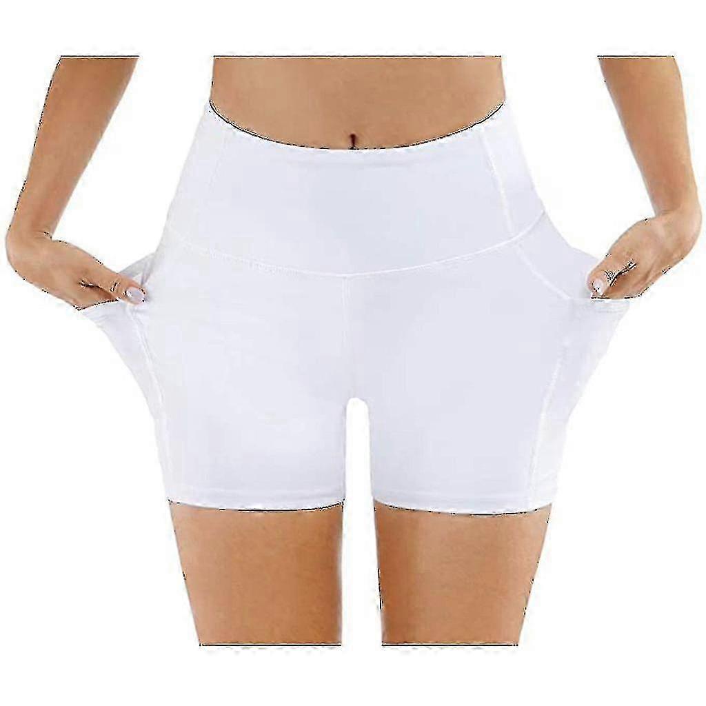 شورت رياضي نسائي لركوب الدراجات مع جيوب وبنطلون ضيق قصير بخصر عالٍ وشورت رياضي غير شفاف وبنطلون ساخن للصيف لممارسة اليوجا والجري