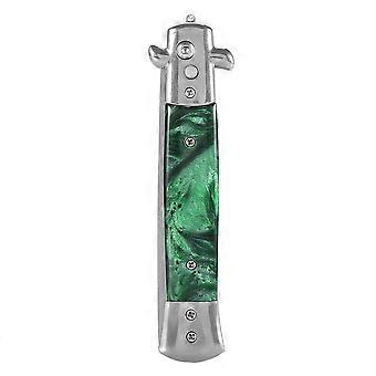 1PC Stainless Steel Switchblade Spring Pocket Oil Hair Comb Foldable Hairstyling Brush(Green)