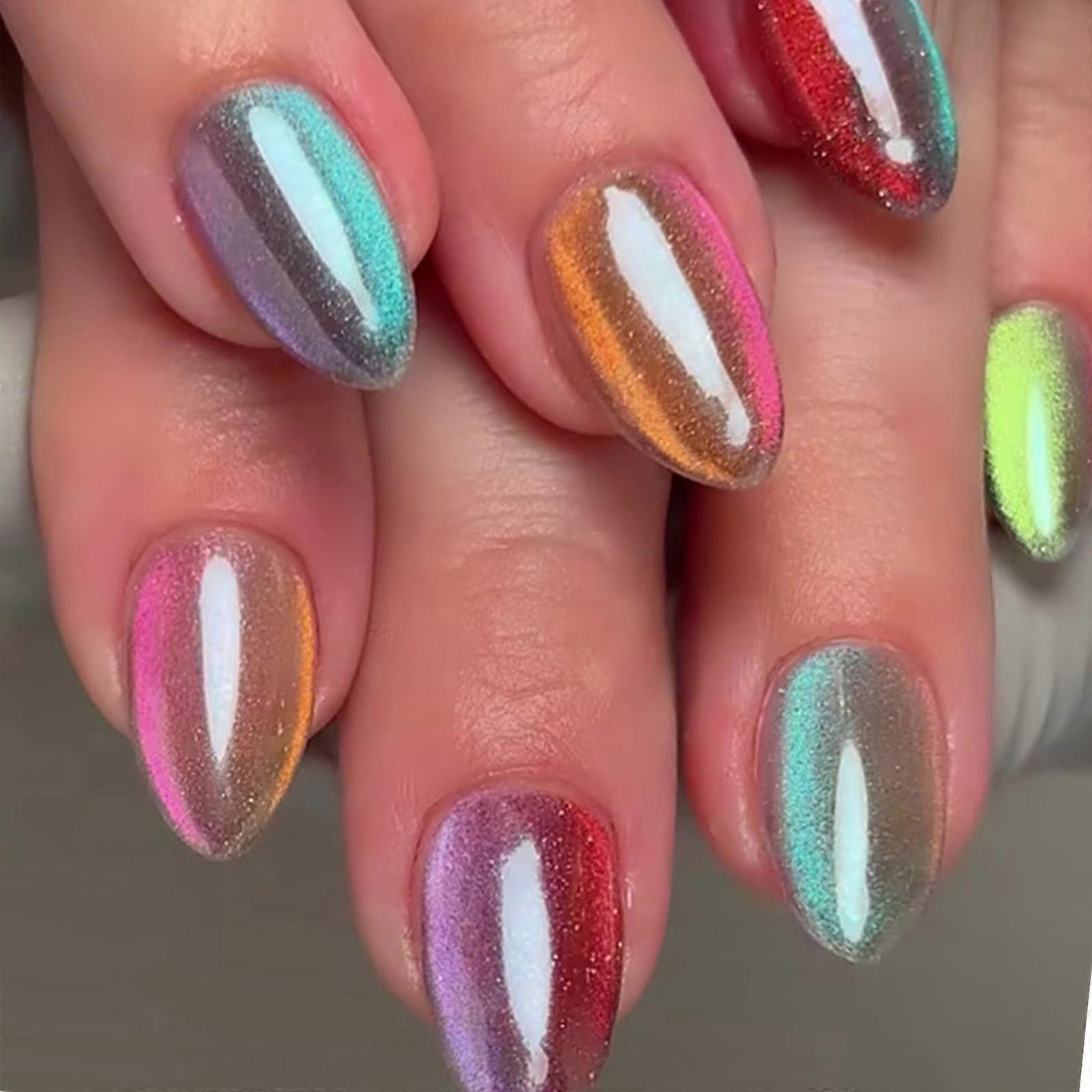 30Pcs Glitters Gradient False Nail With Premium ABS Material And Easy Application For Party Multicolor