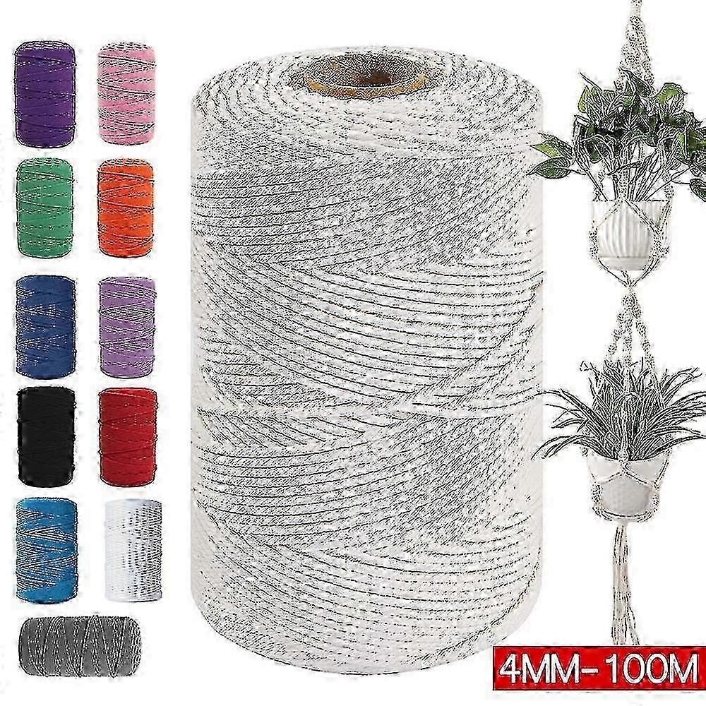 3mm X 200m Natural Cotton Twisted Cord Craft Macrame Artisan Rope String Braided