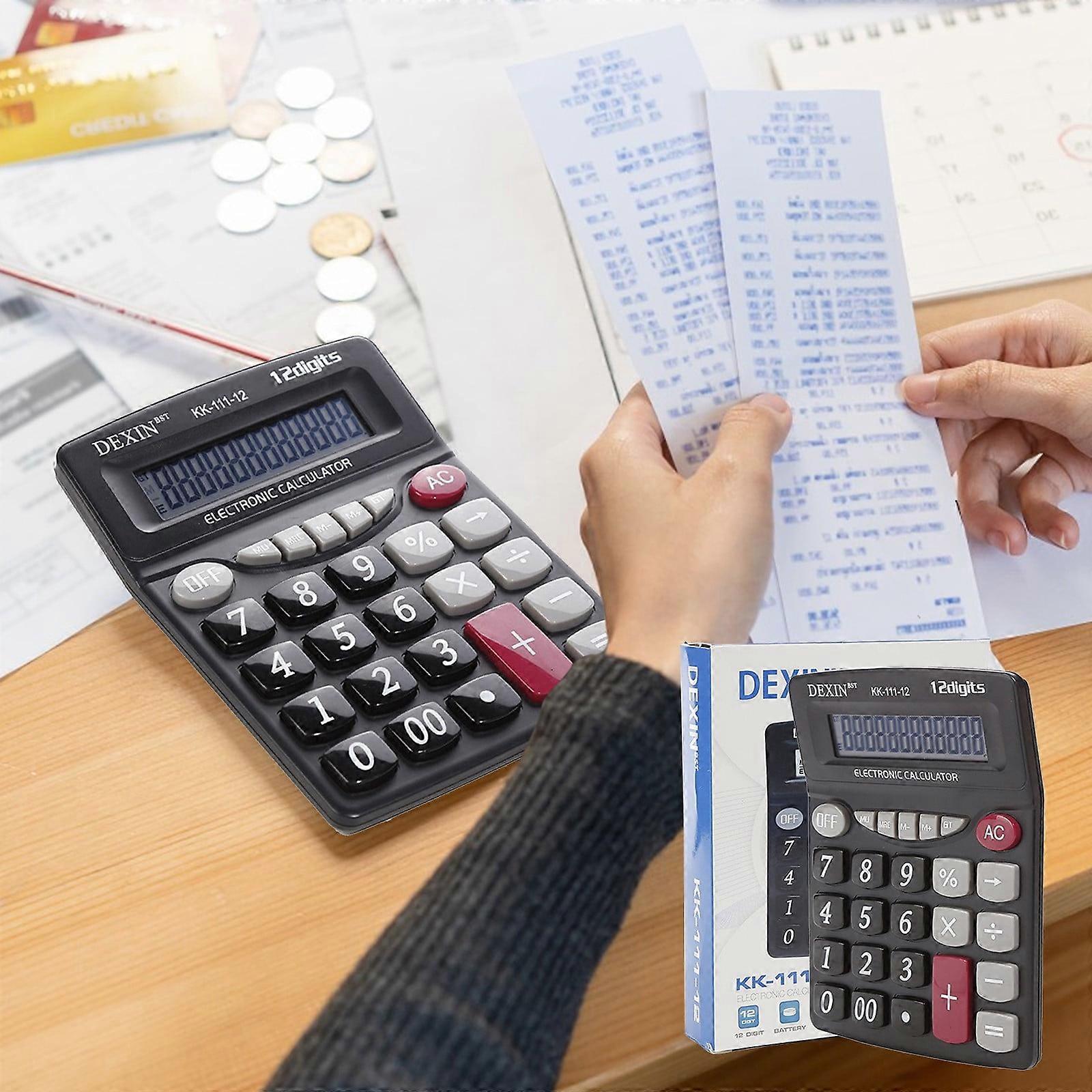 Donemore Premium 12-Digit Portable Calculator with Display Screen, Giant Buttons, Battery Powered, Perfect for Home/Office Accounting Finance Use