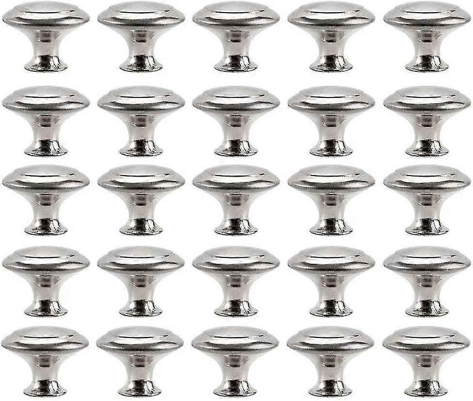 25pcs Cabinet Door Knobs Round Mushroom Shape Pull Handle Stainless Steel Brushed 30mm