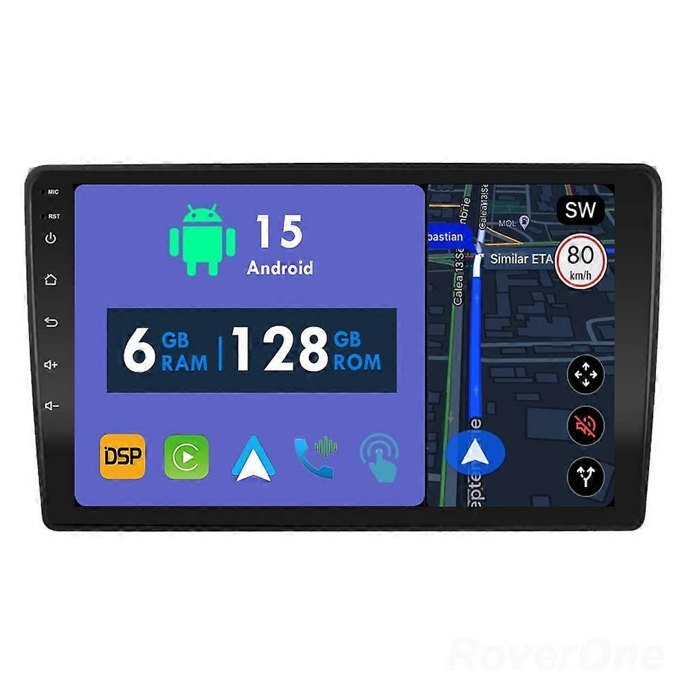 RoverOne Car Stereo Radio Bluetooth CarPlay Android Auto GPS Sat Nav Touch Screen for A4 II 2 B6 III 3 B7 2000 - 2009 S4 2002 - 2008 RS4 2005 - 2009