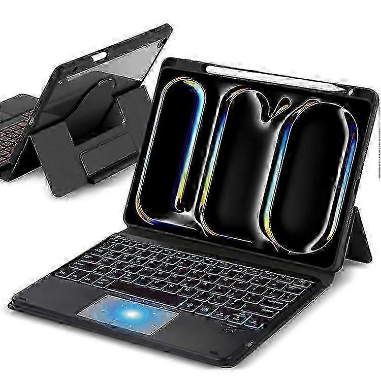 TP-5102D Compatible For iPad 10.2 (2021) / (2020) / (2019) Magnetic Detachable Bluetooth Keyboard PU Leather Case with RGB Backlig