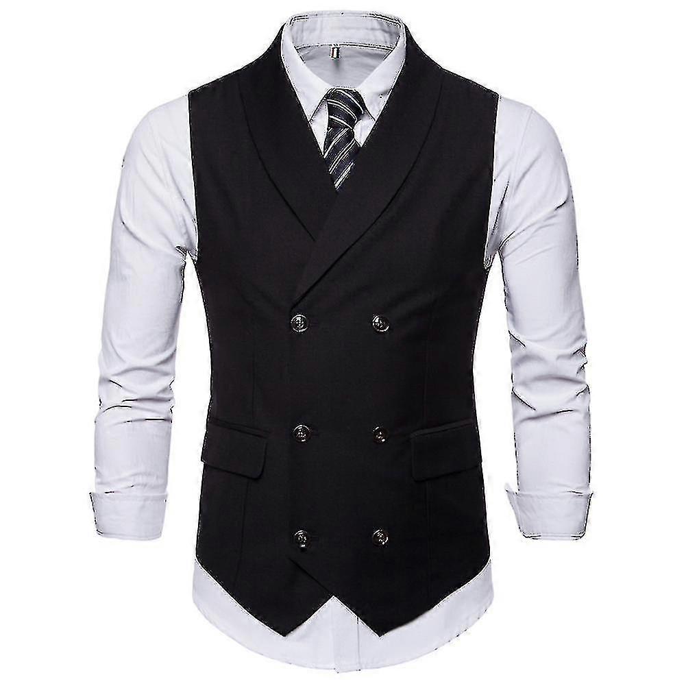 Herren Business Formal Solid Color Revers Zweireiher Slim Weste A