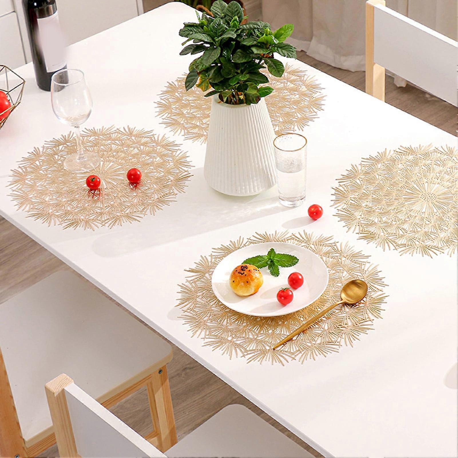 Hariumiu Table Placemat Non-slip Reusable Heat-Resistant Decorative Dandelion Shape Table Protection Mat Home Supplies