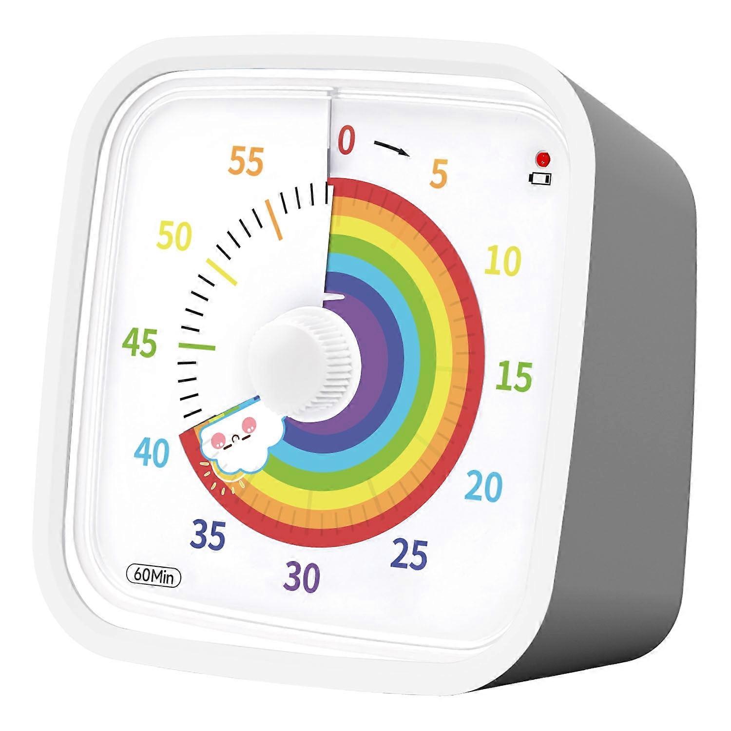 Rainbow Disk Visual Timer for Kids with Protective Case for Classroom Office Kitchen(Grey)