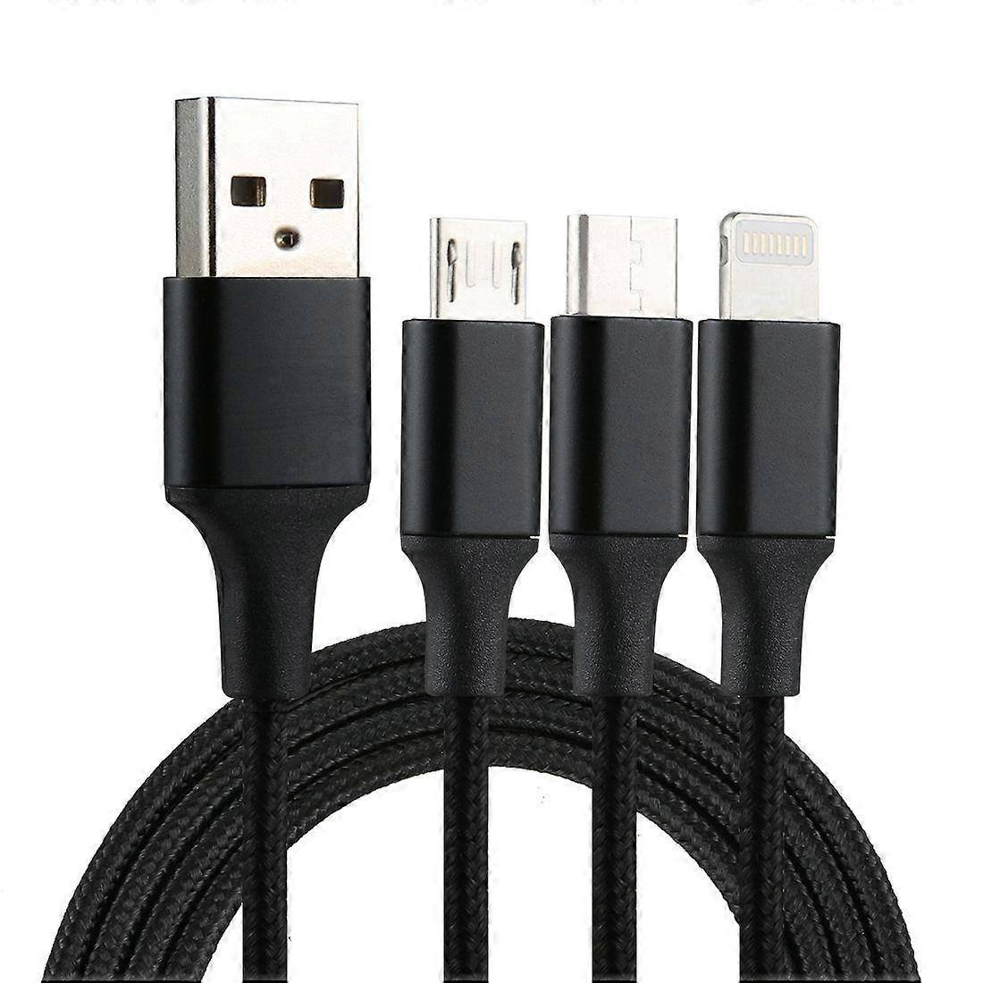 USB to 8 Pin & Type-C & Micro USB Charging Cable