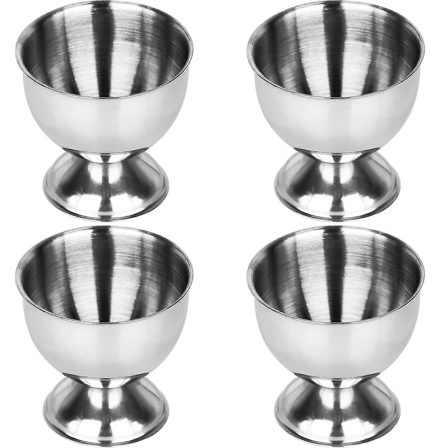 Stainless Steel Egg Cups Holder Stand Set of 4 for Soft Boiled Eggs, Dishwasher Safe Storage Tray