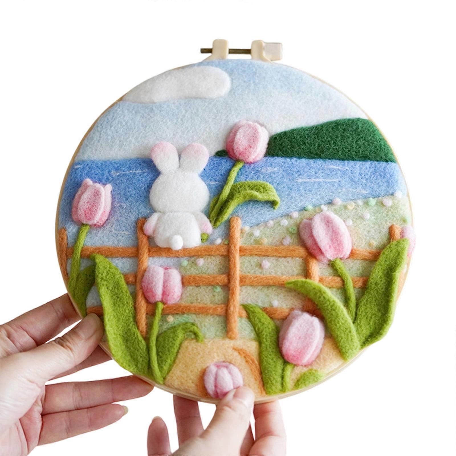 Artistics Florals Felting Accessory Set Containing Natural Materials And Beginner Friendly Designs Multicolor