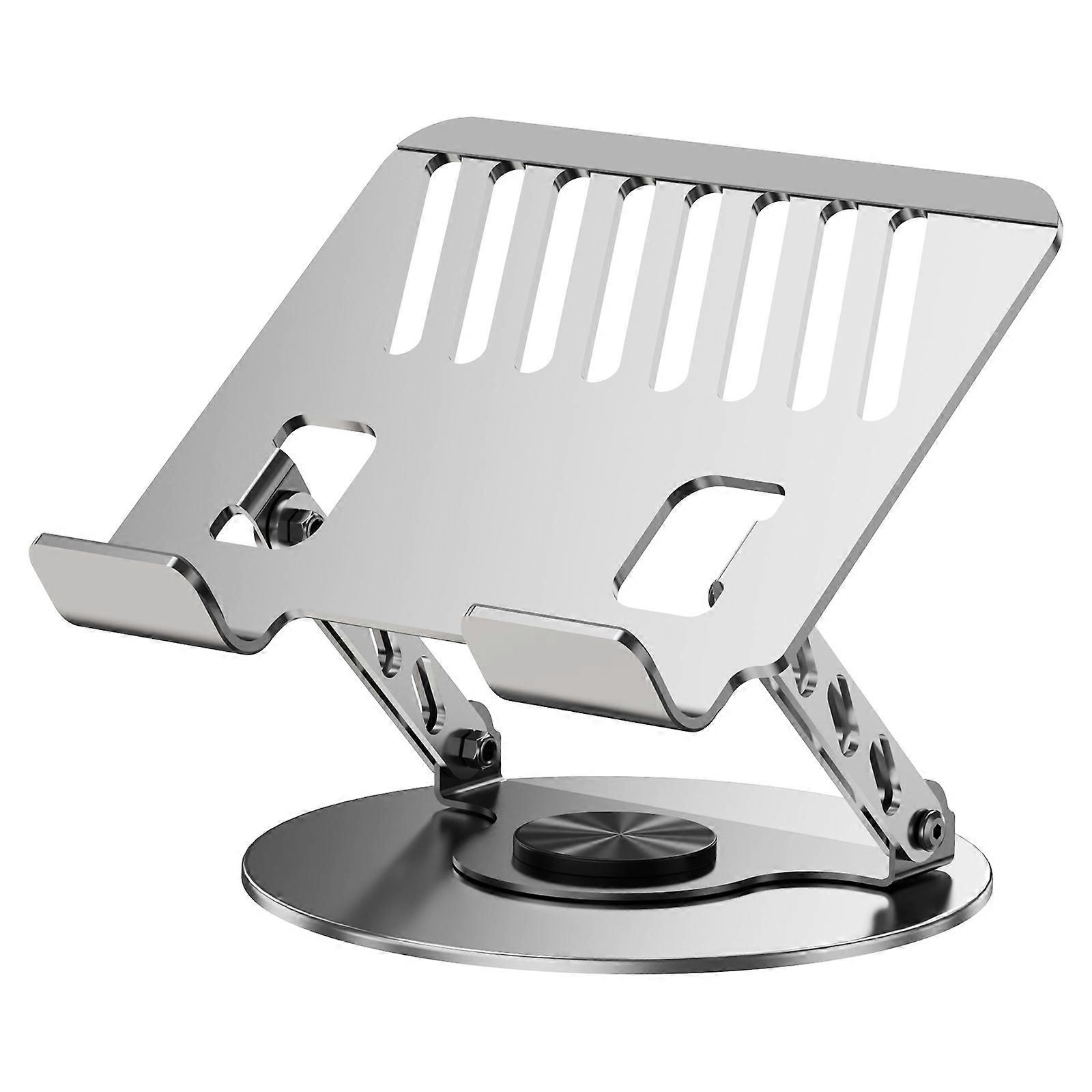Ergonomic Foldable Computer Stand Carbon Steel Frame 360 Rotating Base Two Axises Adjustment Heat Ventilation Design 10-17inch Compatibility