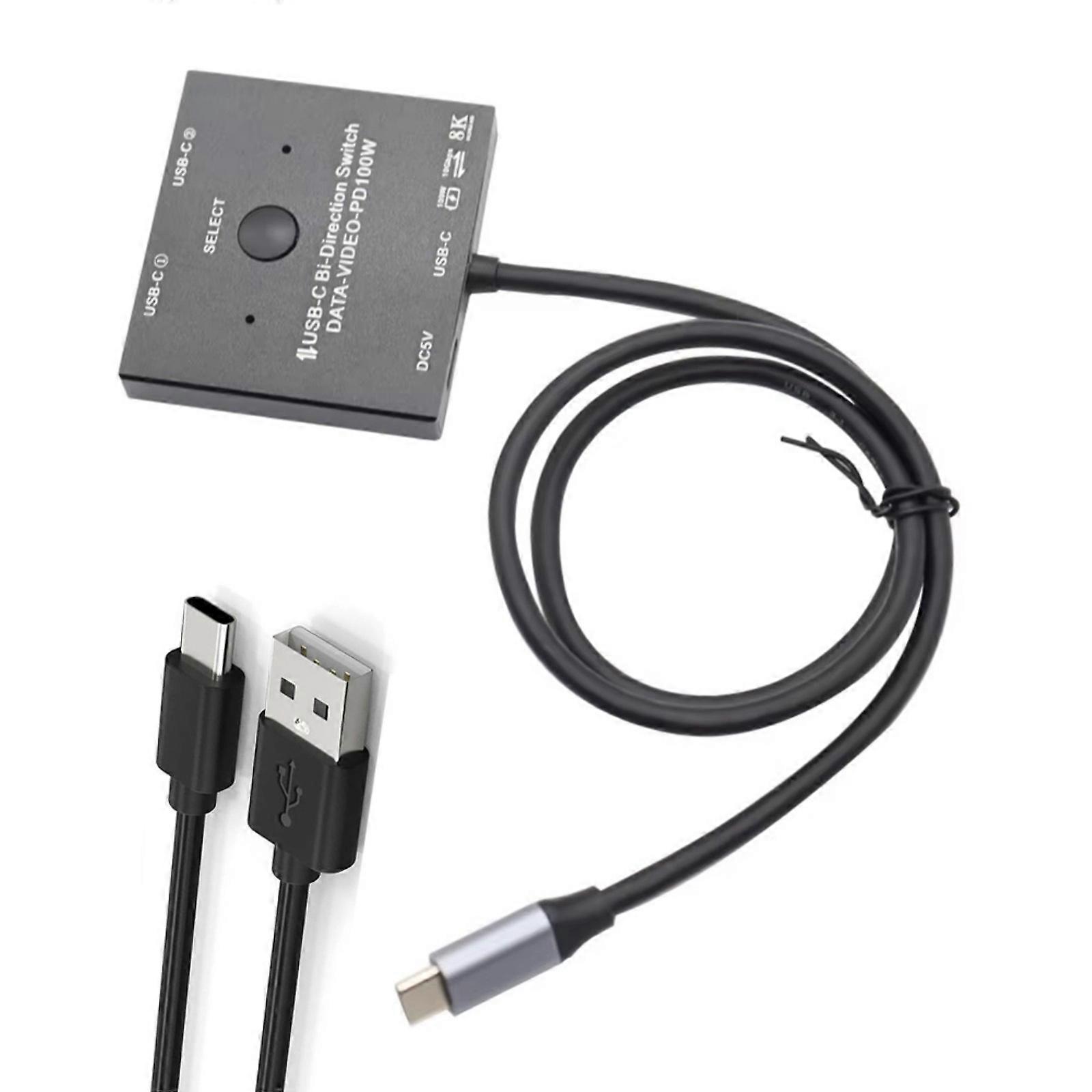 BiDirectional 8K USB C Switcher for 2Computers with Fast 100W Charging 10Gbps Data Transfer, Ideal for MultiDevice Use Multicolor