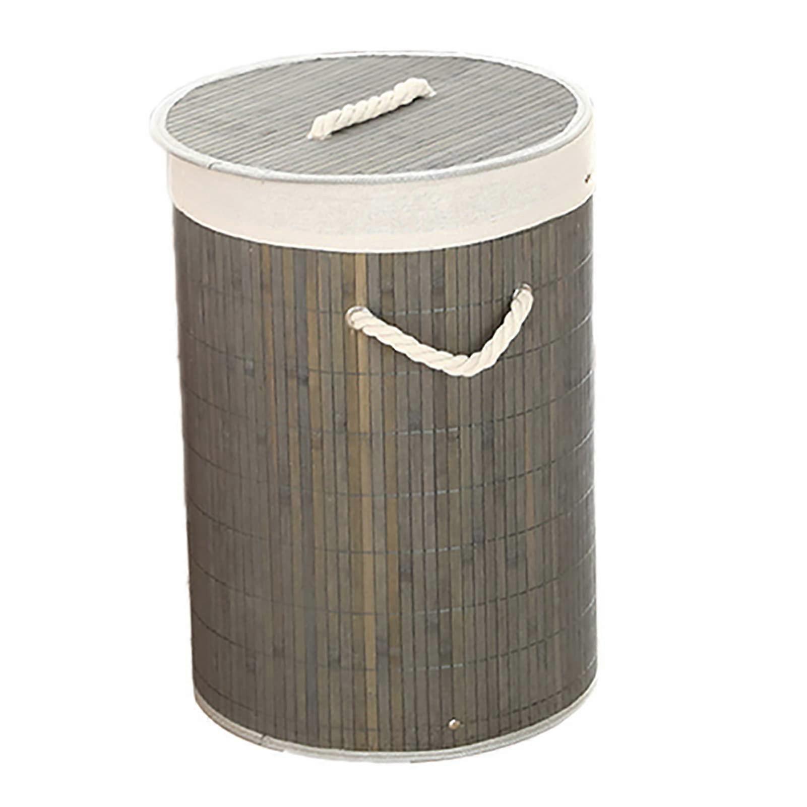 Laundry Basket Large Capacity Foldable Hamper for Dirty Clothes Storage Grey Round 1.0 Home Use