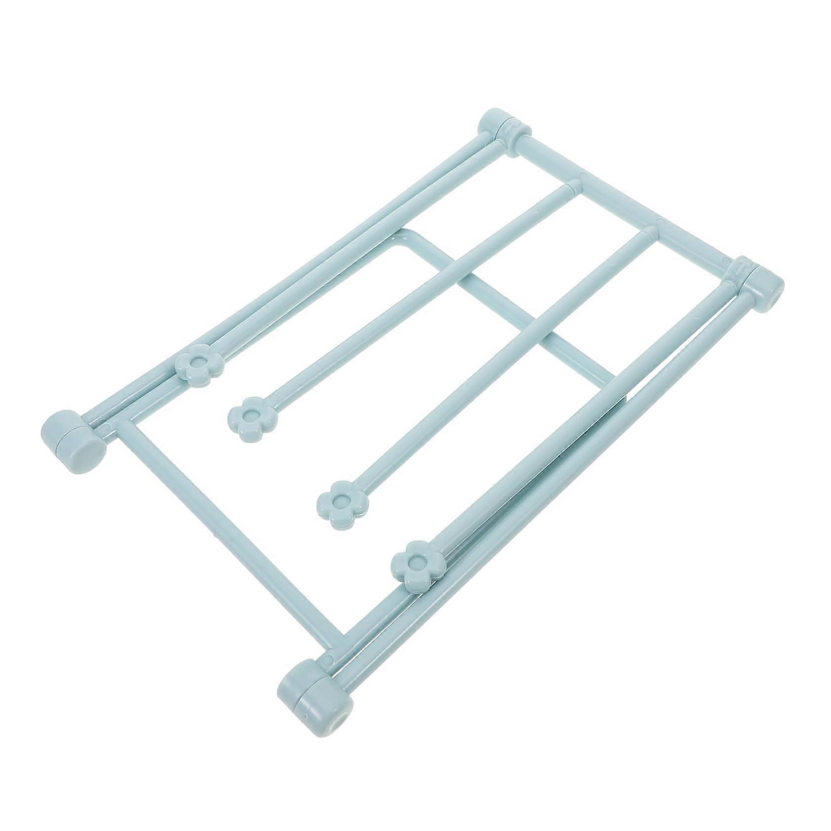 Foldable Vertical Towel Rack with Rods for Bathroom and Kitchen Cloth Storage Light Blue