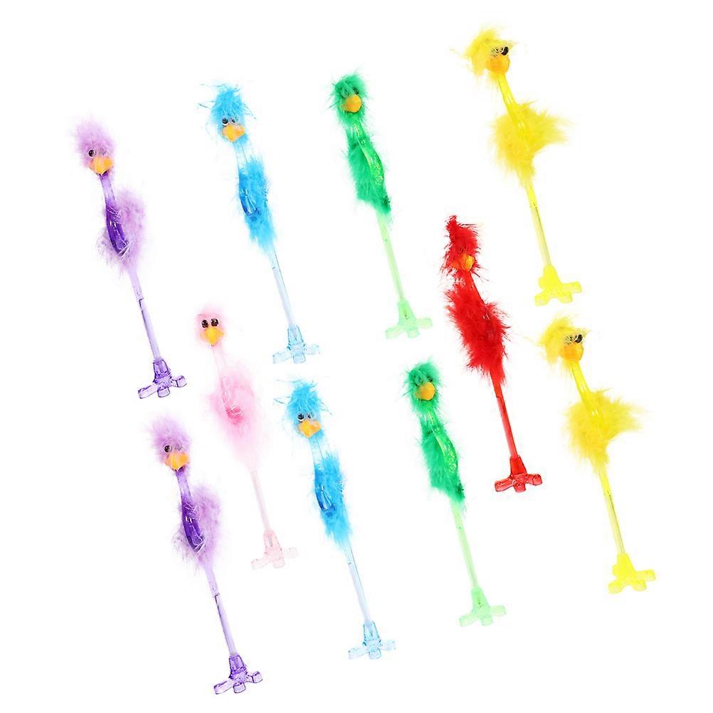 Ostrich Ballpoint Pen for Writing 10Pcs Creative Students Pens Plastic Material