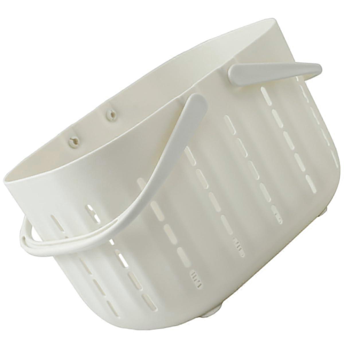 Bathroom Storage Basket with Handle Large Capacity Hollow Drain Organizer for Toiletries and Cosmetics