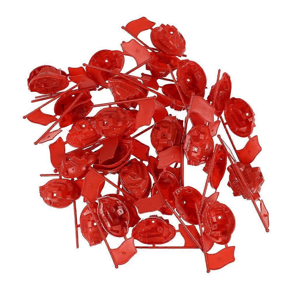 Red Plastic Flag Model for Sand Table Display with 60Pcs Miniature Flags