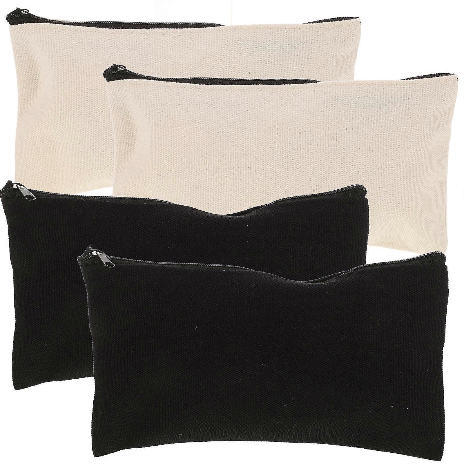 Canvas Zipper Pouch Multi-Function Storage Bag for Storage Use 4Pcs