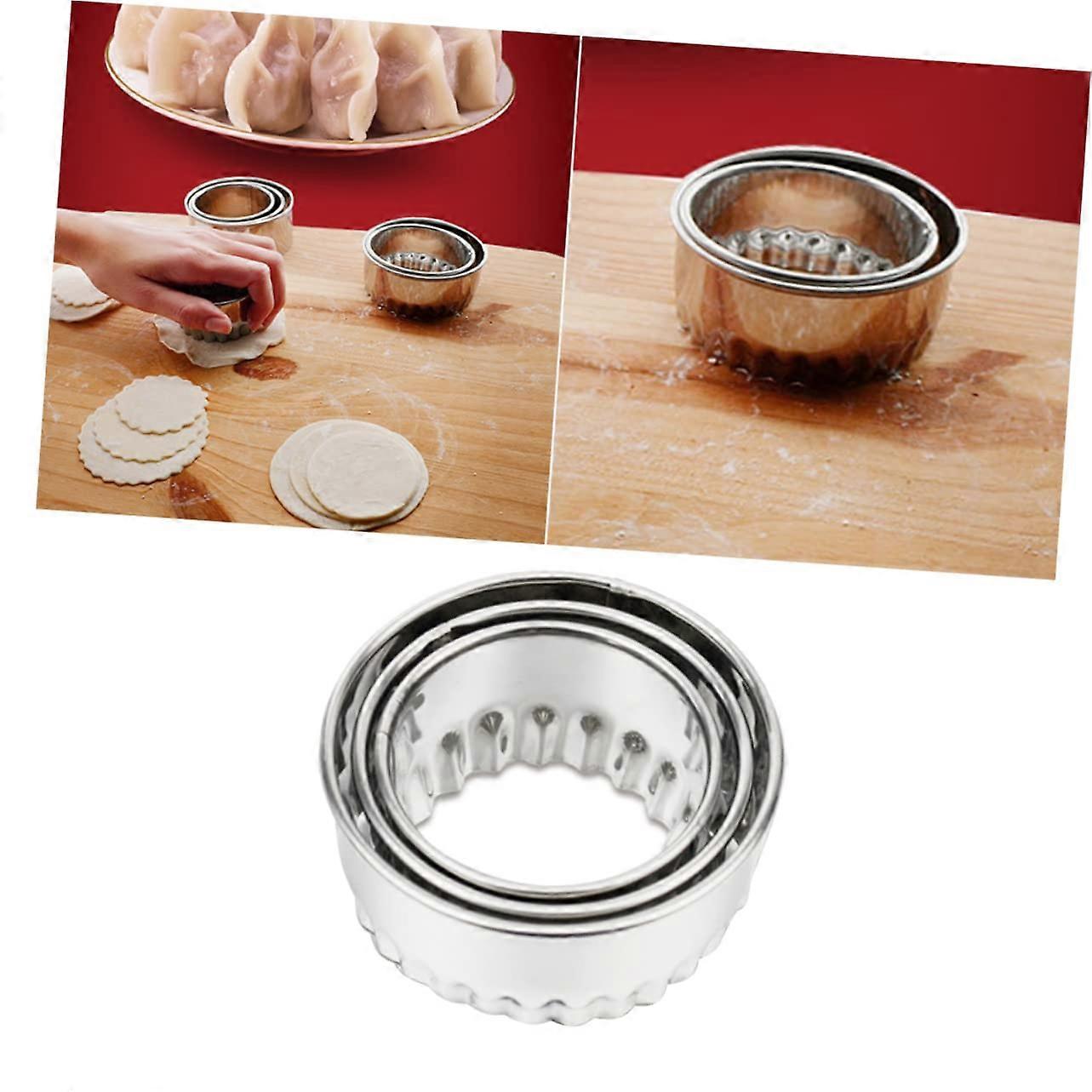3pcs Stainless Steel Dumpling Maker Set with Pastry Dough Cutter for Precise Round Wrappers and Ravioli