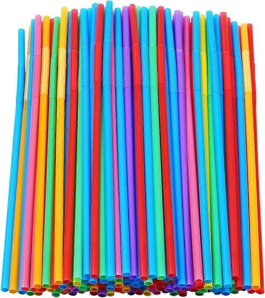 100Pack Extra Long Colorful Plastic Drinking Straws 10.24' Disposable Bendy Straws for Parties