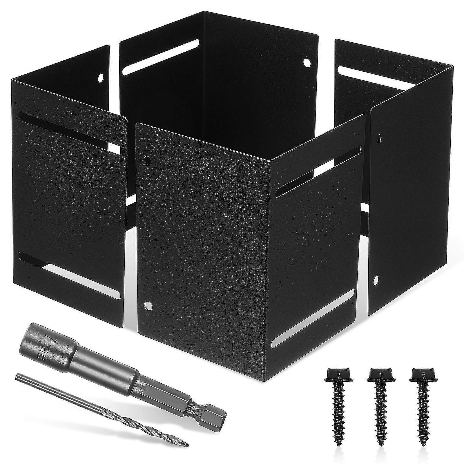 Black Metal Fence Post Protector with Adjustable Design for Robust Protection and Versatile Application 1 Set