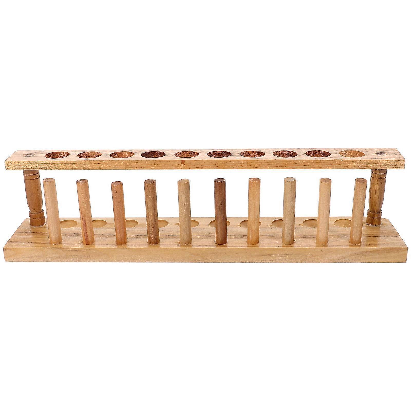 Wooden Test Tube Rack for Laboratory Test Tubes with 10 Holes for Experiment Use
