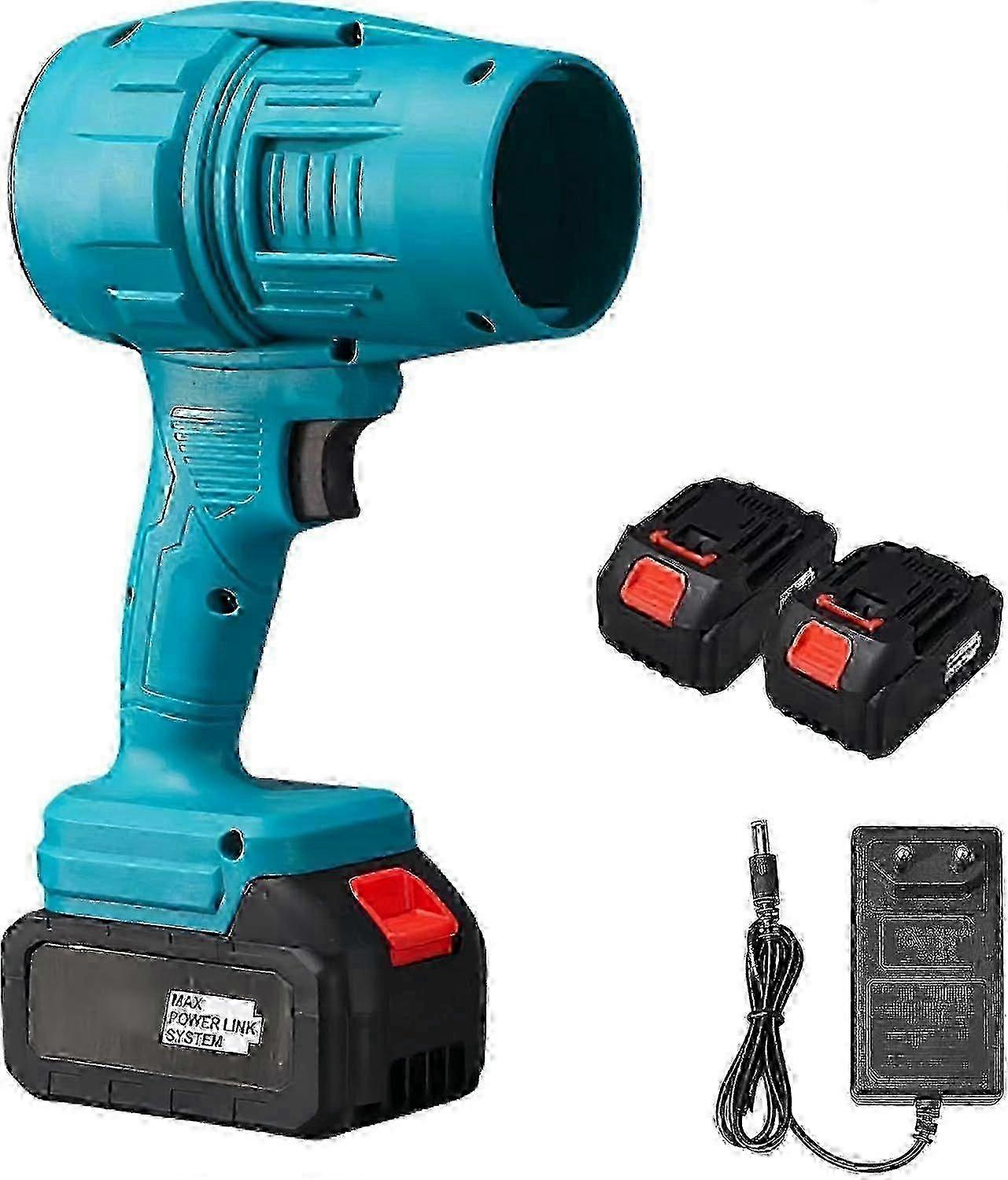 Soprador Turbojato, Soprador de Folhas Sem Fio Espanador de Ar Comprimido Com 2 Baterias E Carregador Para Limpeza de Pátio, Camping (azul)